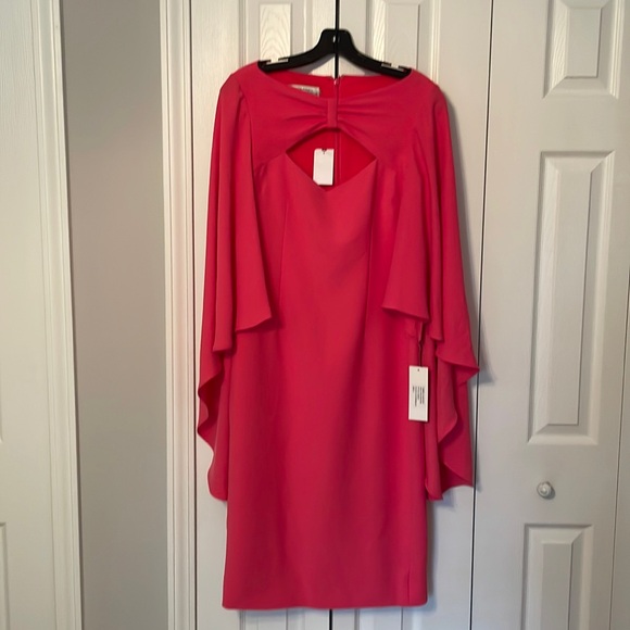 TERI JON Pink dress bubblegum color. size 8 100% polyester has stretch to it